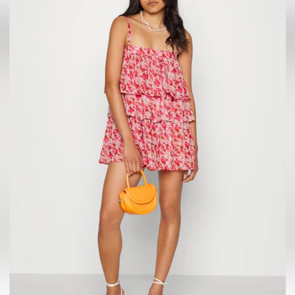 NWT Free People pink floral Talia tunic ruffle dress